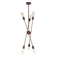 GLOBOSTAR® ZANE 00785 Μοντέρνο Φωτιστικό Οροφής με Ντουί 6 x E27 AC 220-240V IP20 - Χάλκινο - Μ70 x Π70 x Υ100cm
