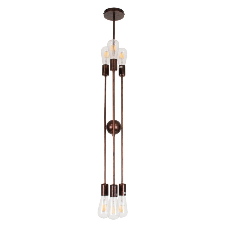 GLOBOSTAR® ZANE 00785 Μοντέρνο Φωτιστικό Οροφής με Ντουί 6 x E27 AC 220-240V IP20 - Χάλκινο - Μ70 x Π70 x Υ100cm