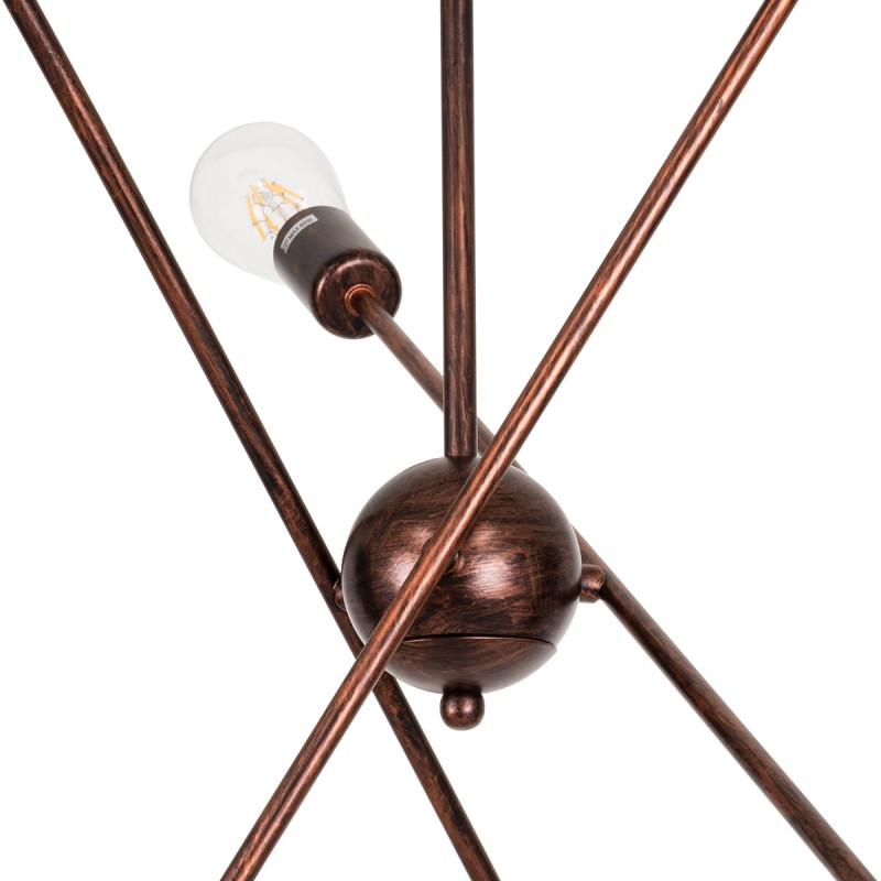 GLOBOSTAR® ZANE 00785 Μοντέρνο Φωτιστικό Οροφής με Ντουί 6 x E27 AC 220-240V IP20 - Χάλκινο - Μ70 x Π70 x Υ100cm