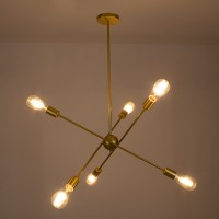 GLOBOSTAR® ZANE 00786 Μοντέρνο Φωτιστικό Οροφής με Ντουί 6 x E27 AC 220-240V IP20 - Χρυσό - Μ70 x Π70 x Υ100cm