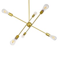 GLOBOSTAR® ZANE 00786 Μοντέρνο Φωτιστικό Οροφής με Ντουί 6 x E27 AC 220-240V IP20 - Χρυσό - Μ70 x Π70 x Υ100cm