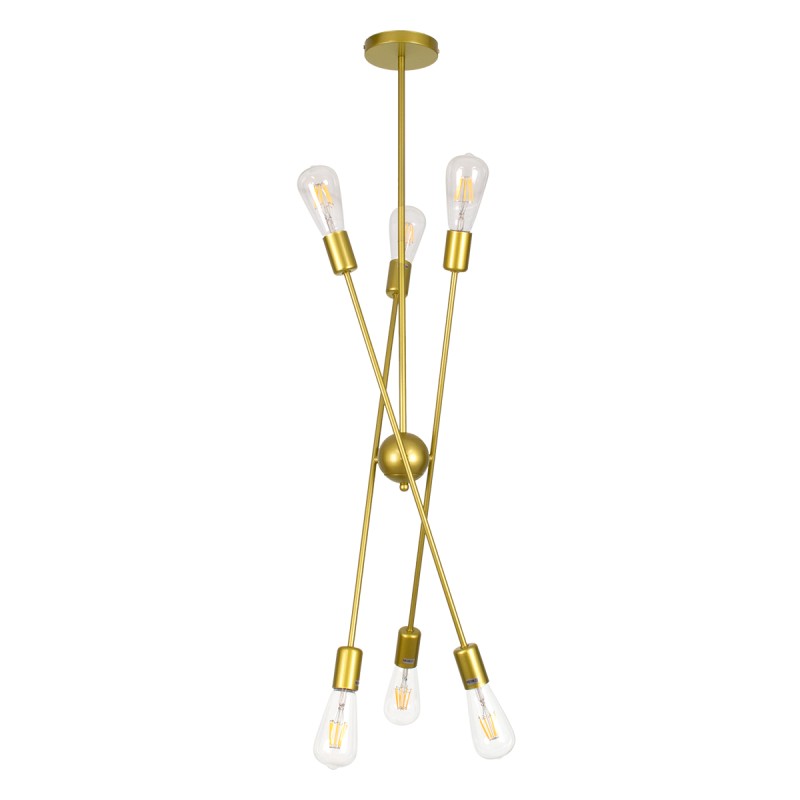 GLOBOSTAR® ZANE 00786 Μοντέρνο Φωτιστικό Οροφής με Ντουί 6 x E27 AC 220-240V IP20 - Χρυσό - Μ70 x Π70 x Υ100cm