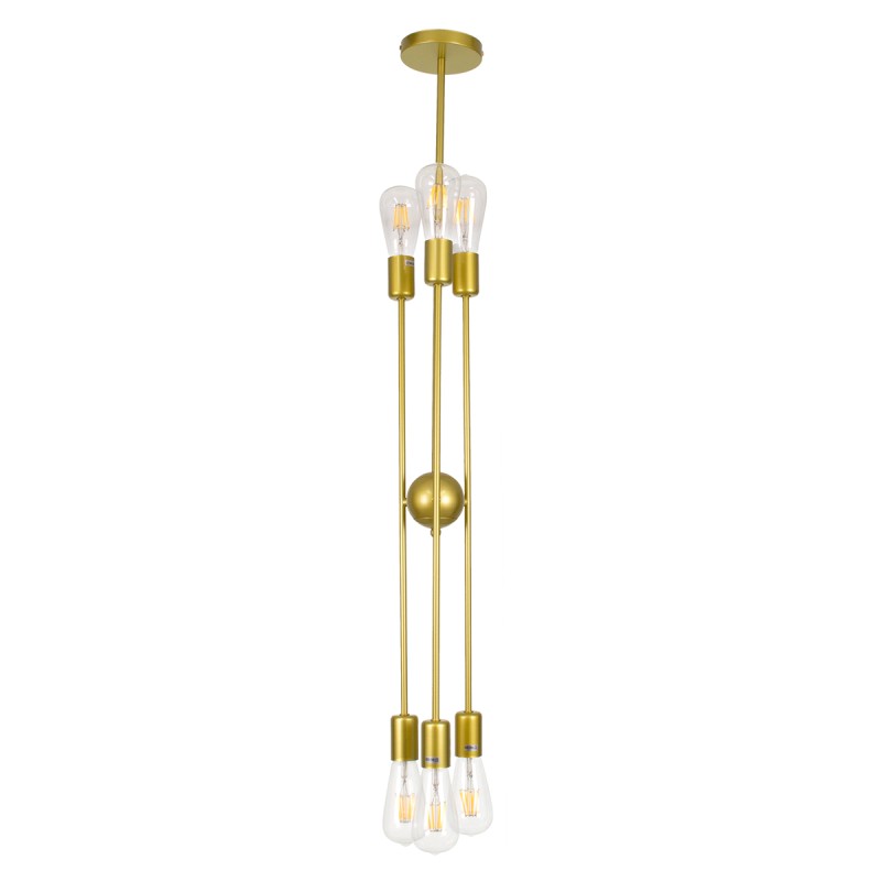 GLOBOSTAR® ZANE 00786 Μοντέρνο Φωτιστικό Οροφής με Ντουί 6 x E27 AC 220-240V IP20 - Χρυσό - Μ70 x Π70 x Υ100cm