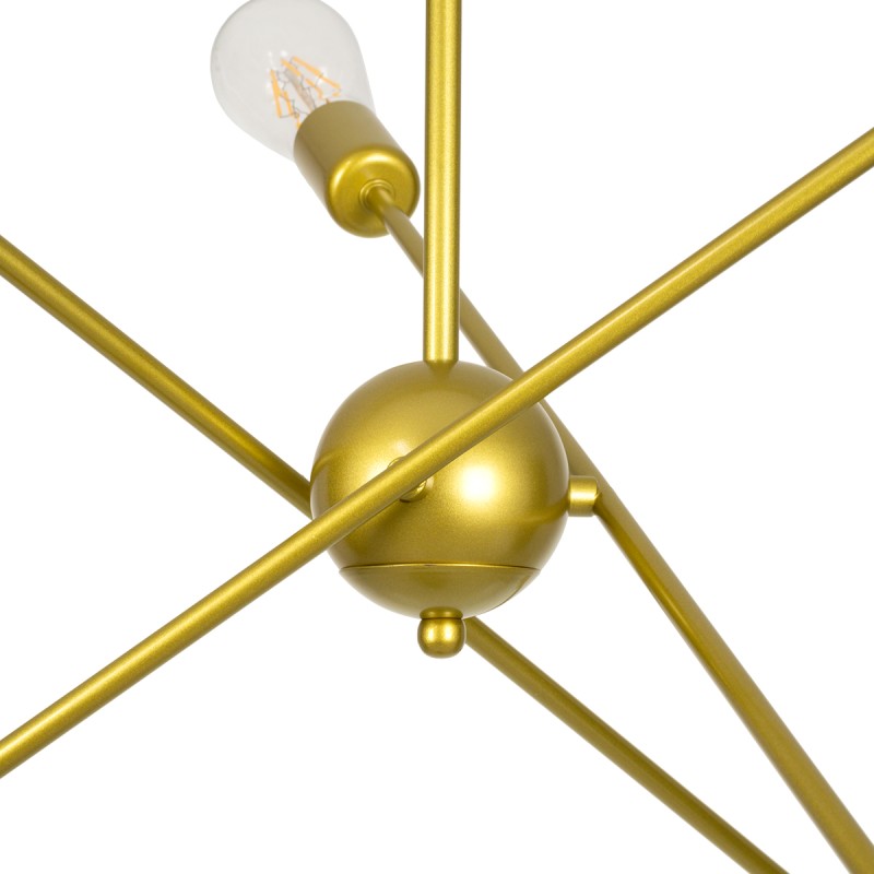 GLOBOSTAR® ZANE 00786 Μοντέρνο Φωτιστικό Οροφής με Ντουί 6 x E27 AC 220-240V IP20 - Χρυσό - Μ70 x Π70 x Υ100cm