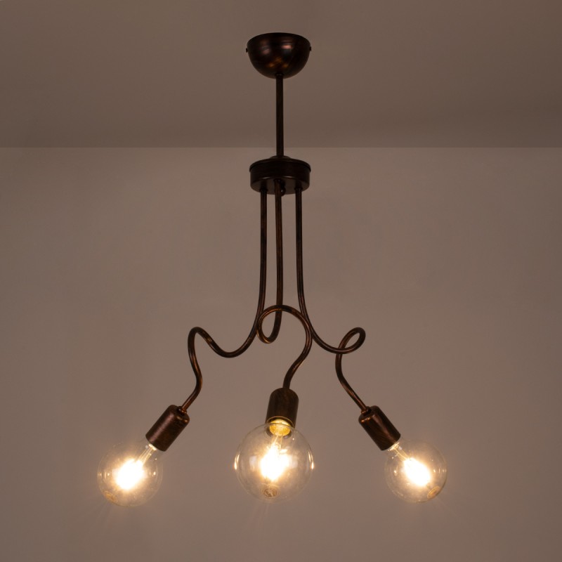 GLOBOSTAR® ASPECT 00788 Μοντέρνο Φωτιστικό Οροφής με Ντουί 3 x E27 AC 220-240V IP20 - Χάλκινο - Μ42 x Π42 x Υ60cm