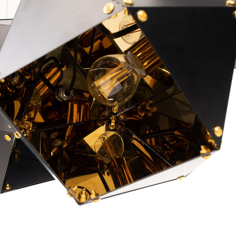 GLOBOSTAR® WELLES REPLICA 00796 Μοντέρνο Κρεμαστό Φωτιστικό Οροφής με Ντουί 4 x E14 AC 220-240V IP20 - Μαύρο & Χρυσό - Μ68 x Π32 x Υ30cm