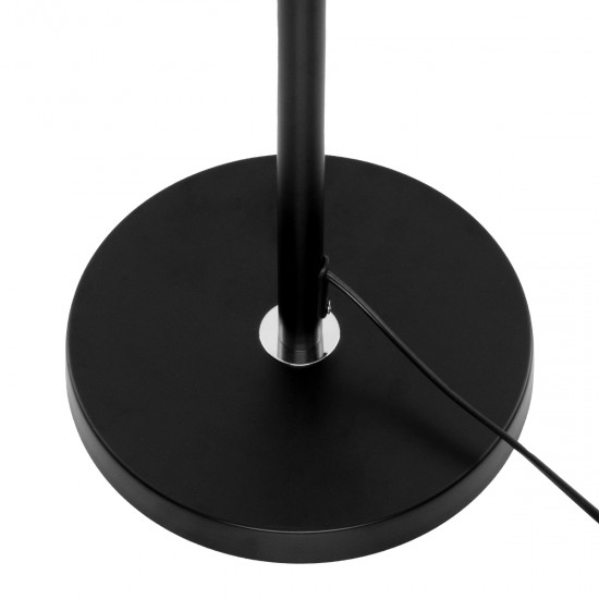 GloboStar® ASHLEY 00824 Μοντέρνο Φωτιστικό Δαπέδου Μονόφωτο Μεταλλικό Μαύρο με Καπέλο και Ξύλινη Λεπτομέρεια Φ40 x Υ145cm