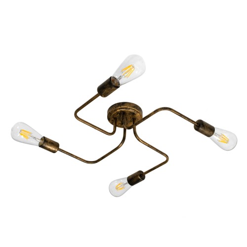 GLOBOSTAR® LIBERTA 00839 Μοντέρνο Φωτιστικό Οροφής με Ντουί 4 x E27 AC 220-240V IP20 - Χάλκινο - Μ44.5 x Π44.5 x Υ12cm