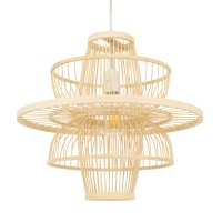 GLOBOSTAR® BALI 00861 Boho Κρεμαστό Φωτιστικό Οροφής με Ντουί 1 x E27 AC 220-240V IP20 - Μπεζ - Μ45 x Π45 x Υ42.5cm