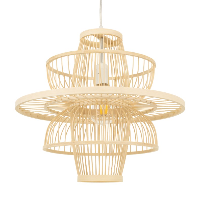 GLOBOSTAR® BALI 00861 Boho Κρεμαστό Φωτιστικό Οροφής με Ντουί 1 x E27 AC 220-240V IP20 - Μπεζ - Μ45 x Π45 x Υ42.5cm