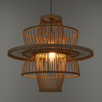 GLOBOSTAR® BALI 00861 Boho Κρεμαστό Φωτιστικό Οροφής με Ντουί 1 x E27 AC 220-240V IP20 - Μπεζ - Μ45 x Π45 x Υ42.5cm