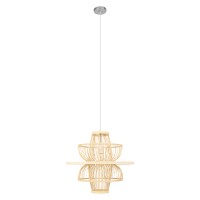 GLOBOSTAR® BALI 00861 Boho Κρεμαστό Φωτιστικό Οροφής με Ντουί 1 x E27 AC 220-240V IP20 - Μπεζ - Μ45 x Π45 x Υ42.5cm