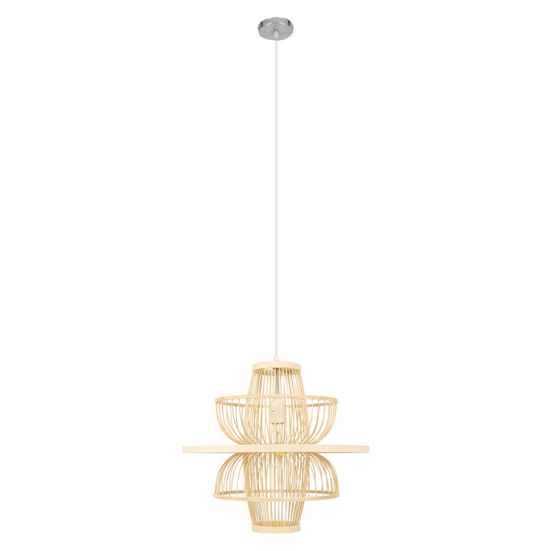 GLOBOSTAR® BALI 00861 Boho Κρεμαστό Φωτιστικό Οροφής με Ντουί 1 x E27 AC 220-240V IP20 - Μπεζ - Μ45 x Π45 x Υ42.5cm