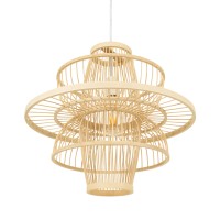 GLOBOSTAR® BALI 00861 Boho Κρεμαστό Φωτιστικό Οροφής με Ντουί 1 x E27 AC 220-240V IP20 - Μπεζ - Μ45 x Π45 x Υ42.5cm