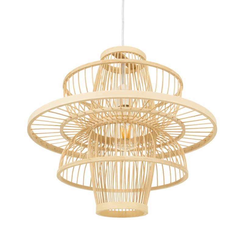 GLOBOSTAR® BALI 00861 Boho Κρεμαστό Φωτιστικό Οροφής με Ντουί 1 x E27 AC 220-240V IP20 - Μπεζ - Μ45 x Π45 x Υ42.5cm