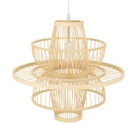 GLOBOSTAR® BALI 00861 Boho Κρεμαστό Φωτιστικό Οροφής με Ντουί 1 x E27 AC 220-240V IP20 - Μπεζ - Μ45 x Π45 x Υ42.5cm