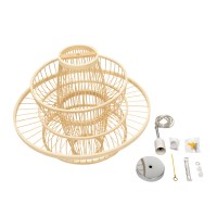 GLOBOSTAR® BALI 00861 Boho Κρεμαστό Φωτιστικό Οροφής με Ντουί 1 x E27 AC 220-240V IP20 - Μπεζ - Μ45 x Π45 x Υ42.5cm