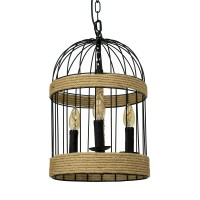 GLOBOSTAR® MERLIN 00865 Vintage Κρεμαστό Φωτιστικό Οροφής με Ντουί 3 x E14 AC 220-240V IP20 - Μαύρο & Μπεζ - Μ28 x Π28 x Υ40cm