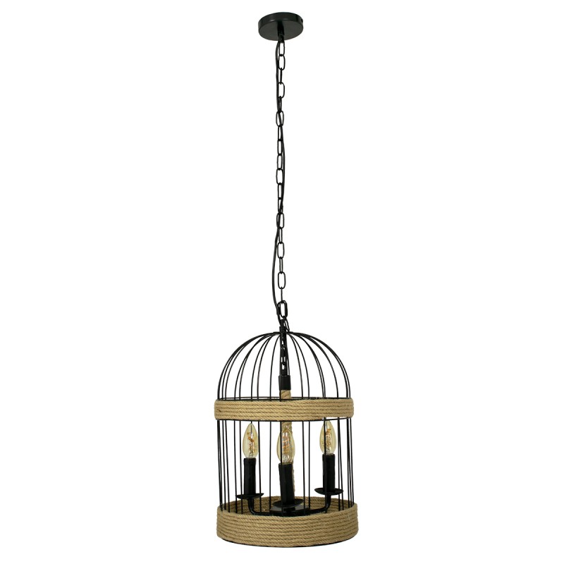 GLOBOSTAR® MERLIN 00865 Vintage Κρεμαστό Φωτιστικό Οροφής με Ντουί 3 x E14 AC 220-240V IP20 - Μαύρο & Μπεζ - Μ28 x Π28 x Υ40cm
