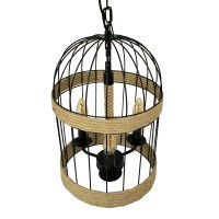 GLOBOSTAR® MERLIN 00865 Vintage Κρεμαστό Φωτιστικό Οροφής με Ντουί 3 x E14 AC 220-240V IP20 - Μαύρο & Μπεζ - Μ28 x Π28 x Υ40cm