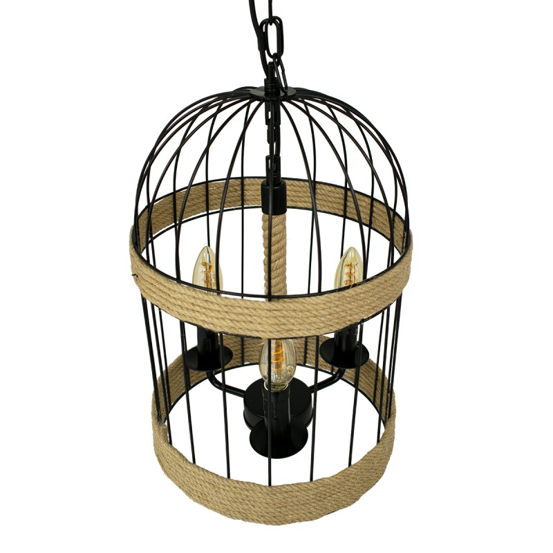 GLOBOSTAR® MERLIN 00865 Vintage Κρεμαστό Φωτιστικό Οροφής με Ντουί 3 x E14 AC 220-240V IP20 - Μαύρο & Μπεζ - Μ28 x Π28 x Υ40cm