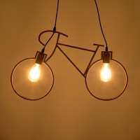 GLOBOSTAR® BIKE 00868 Vintage Κρεμαστό Φωτιστικό Οροφής με Ντουί 2 x E27 AC 220-240V IP20 - Χάλκινο - Μ67 x Π3.5 x Υ41cm