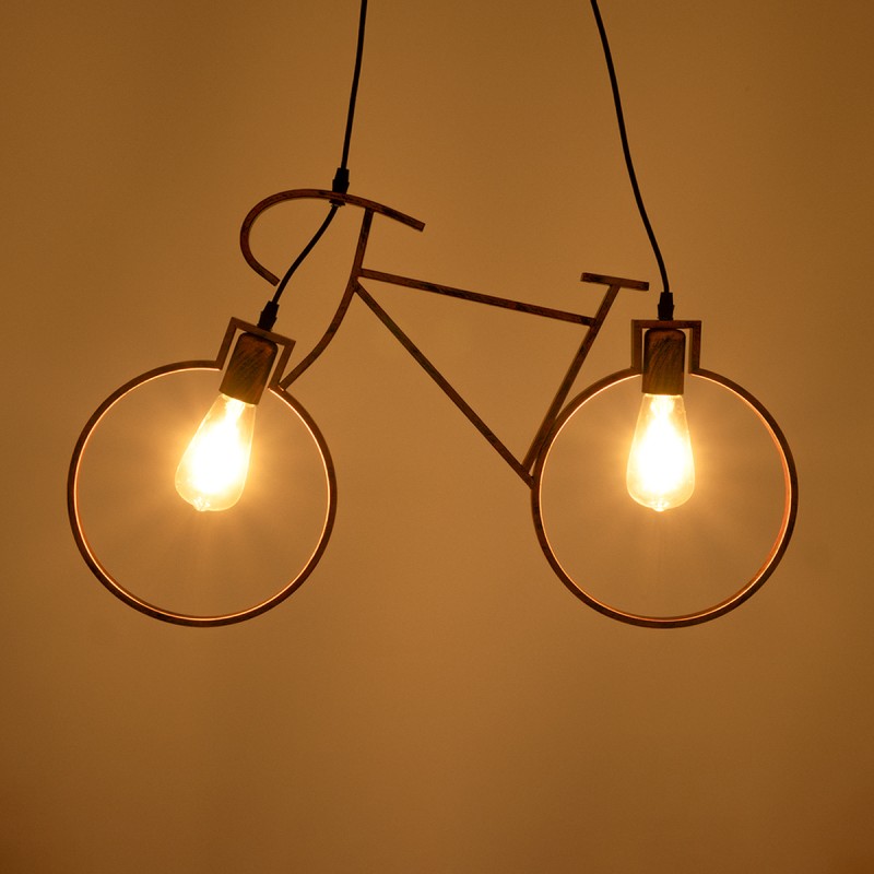 GLOBOSTAR® BIKE 00868 Vintage Κρεμαστό Φωτιστικό Οροφής με Ντουί 2 x E27 AC 220-240V IP20 - Χάλκινο - Μ67 x Π3.5 x Υ41cm
