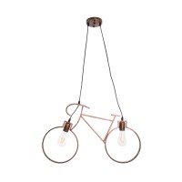 GLOBOSTAR® BIKE 00868 Vintage Κρεμαστό Φωτιστικό Οροφής με Ντουί 2 x E27 AC 220-240V IP20 - Χάλκινο - Μ67 x Π3.5 x Υ41cm