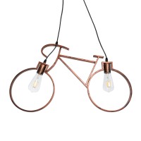 GLOBOSTAR® BIKE 00868 Vintage Κρεμαστό Φωτιστικό Οροφής με Ντουί 2 x E27 AC 220-240V IP20 - Χάλκινο - Μ67 x Π3.5 x Υ41cm