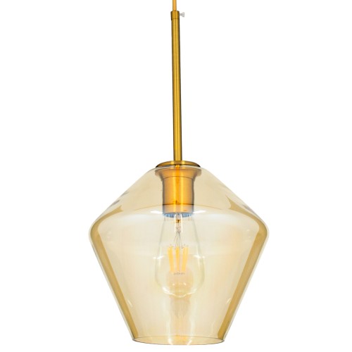 GLOBOSTAR® AMARIS 00869 Μοντέρνο Κρεμαστό Φωτιστικό Οροφής με Ντουί 1 x E27 AC 220-240V IP20 - Χρυσό & Μελί - Μ22 x Π22 x Y22cm