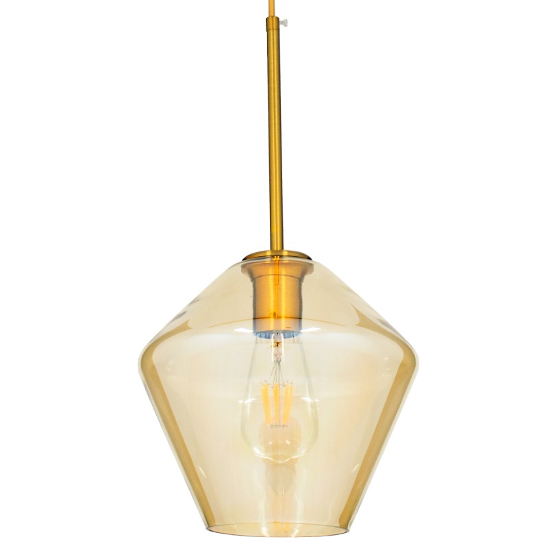 GLOBOSTAR® AMARIS 00869 Μοντέρνο Κρεμαστό Φωτιστικό Οροφής με Ντουί 1 x E27 AC 220-240V IP20 - Χρυσό Πλατίνα & Μελί - Μ22 x Π22 x Y22cm
