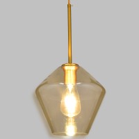 GLOBOSTAR® AMARIS 00869 Μοντέρνο Κρεμαστό Φωτιστικό Οροφής με Ντουί 1 x E27 AC 220-240V IP20 - Χρυσό Πλατίνα & Μελί - Μ22 x Π22 x Y22cm