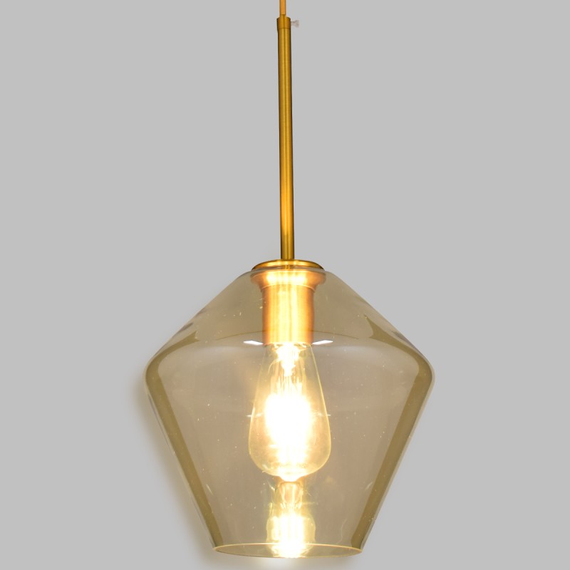 GLOBOSTAR® AMARIS 00869 Μοντέρνο Κρεμαστό Φωτιστικό Οροφής με Ντουί 1 x E27 AC 220-240V IP20 - Χρυσό Πλατίνα & Μελί - Μ22 x Π22 x Y22cm