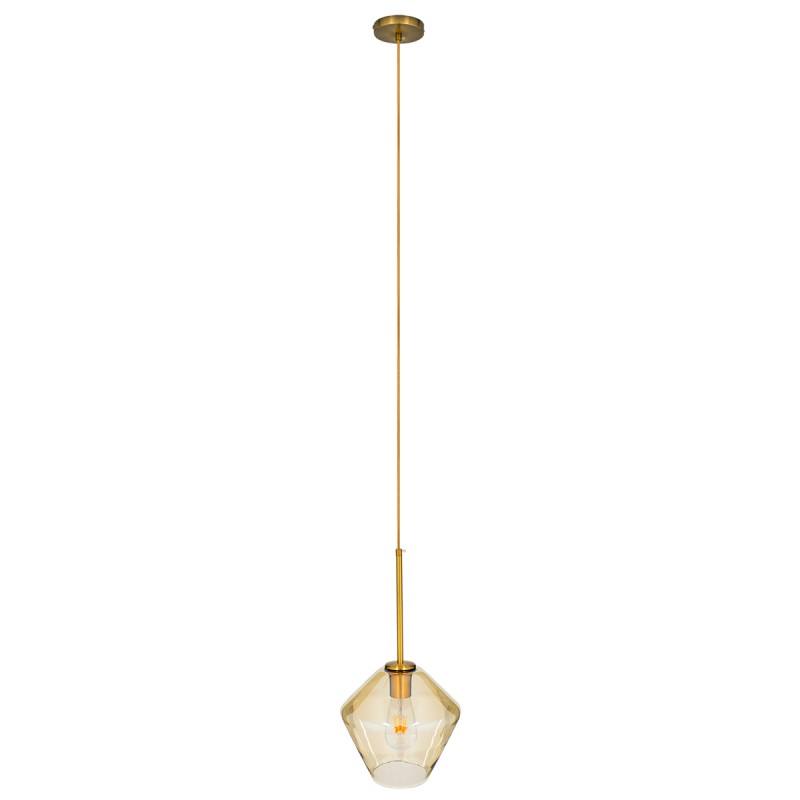 GLOBOSTAR® AMARIS 00869 Μοντέρνο Κρεμαστό Φωτιστικό Οροφής με Ντουί 1 x E27 AC 220-240V IP20 - Χρυσό Πλατίνα & Μελί - Μ22 x Π22 x Y22cm