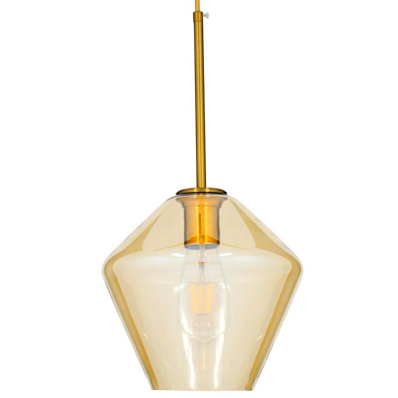 GLOBOSTAR® AMARIS 00869 Μοντέρνο Κρεμαστό Φωτιστικό Οροφής με Ντουί 1 x E27 AC 220-240V IP20 - Χρυσό Πλατίνα & Μελί - Μ22 x Π22 x Y22cm