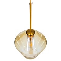 GLOBOSTAR® AMARIS 00869 Μοντέρνο Κρεμαστό Φωτιστικό Οροφής με Ντουί 1 x E27 AC 220-240V IP20 - Χρυσό Πλατίνα & Μελί - Μ22 x Π22 x Y22cm