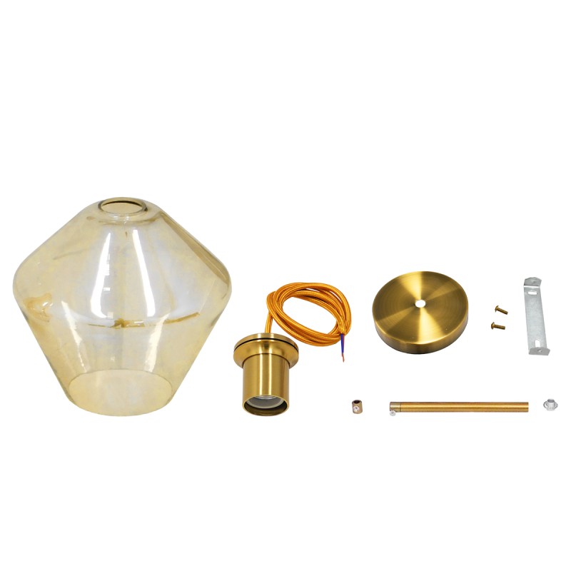 GLOBOSTAR® AMARIS 00869 Μοντέρνο Κρεμαστό Φωτιστικό Οροφής με Ντουί 1 x E27 AC 220-240V IP20 - Χρυσό Πλατίνα & Μελί - Μ22 x Π22 x Y22cm
