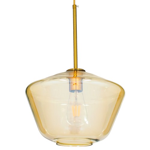 GLOBOSTAR® AMARIS 00870 Μοντέρνο Κρεμαστό Φωτιστικό Οροφής με Ντουί 1 x E27 AC 220-240V IP20 - Χρυσό & Μελί - Μ30 x Π30 x Y22cm