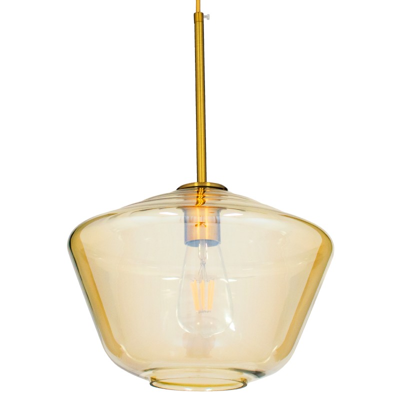 GLOBOSTAR® AMARIS 00870 Μοντέρνο Κρεμαστό Φωτιστικό Οροφής με Ντουί 1 x E27 AC 220-240V IP20 - Χρυσό Πλατίνα & Μελί - Μ30 x Π30 x Y22cm