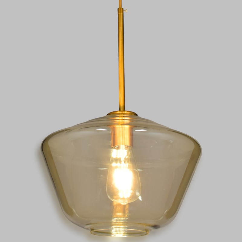 GLOBOSTAR® AMARIS 00870 Μοντέρνο Κρεμαστό Φωτιστικό Οροφής με Ντουί 1 x E27 AC 220-240V IP20 - Χρυσό Πλατίνα & Μελί - Μ30 x Π30 x Y22cm