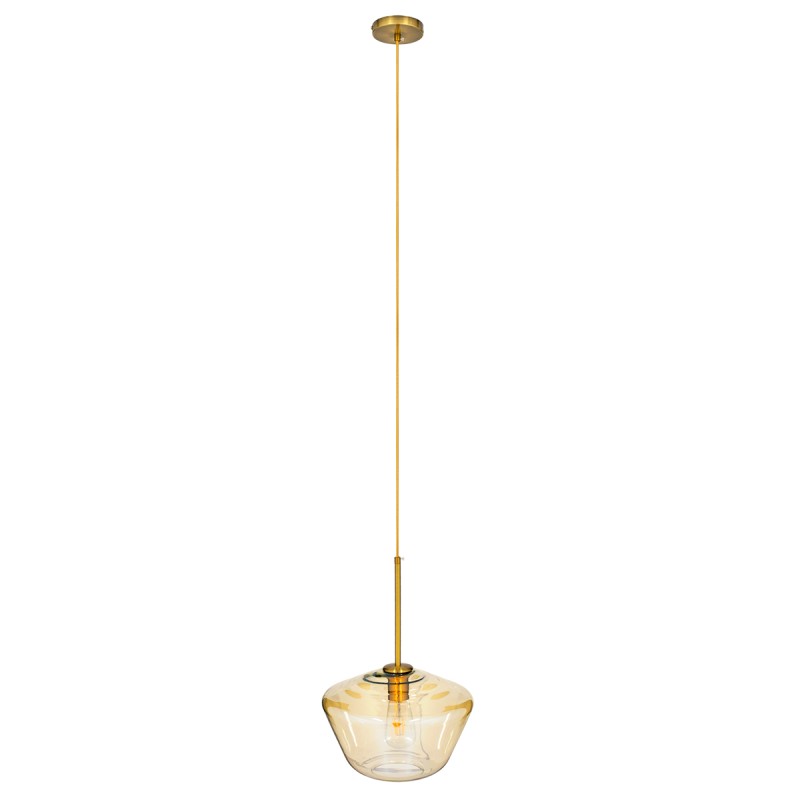 GLOBOSTAR® AMARIS 00870 Μοντέρνο Κρεμαστό Φωτιστικό Οροφής με Ντουί 1 x E27 AC 220-240V IP20 - Χρυσό Πλατίνα & Μελί - Μ30 x Π30 x Y22cm