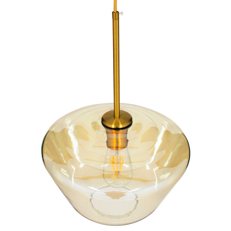 GLOBOSTAR® AMARIS 00870 Μοντέρνο Κρεμαστό Φωτιστικό Οροφής με Ντουί 1 x E27 AC 220-240V IP20 - Χρυσό Πλατίνα & Μελί - Μ30 x Π30 x Y22cm