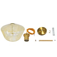 GLOBOSTAR® AMARIS 00870 Μοντέρνο Κρεμαστό Φωτιστικό Οροφής με Ντουί 1 x E27 AC 220-240V IP20 - Χρυσό Πλατίνα & Μελί - Μ30 x Π30 x Y22cm