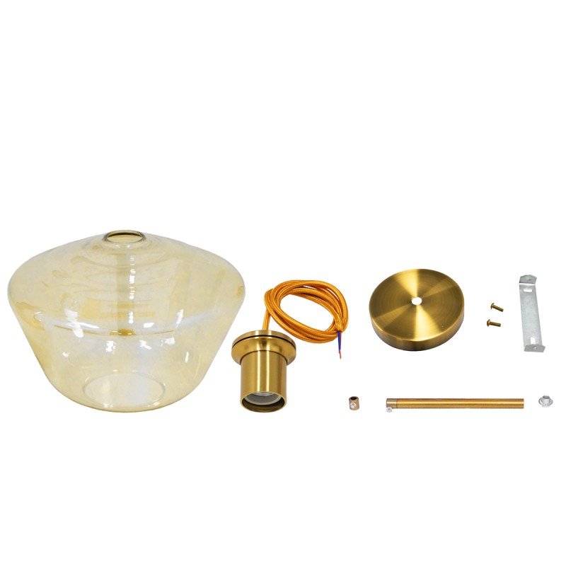 GLOBOSTAR® AMARIS 00870 Μοντέρνο Κρεμαστό Φωτιστικό Οροφής με Ντουί 1 x E27 AC 220-240V IP20 - Χρυσό Πλατίνα & Μελί - Μ30 x Π30 x Y22cm