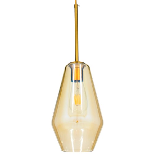 GLOBOSTAR® AMARIS 00871 Μοντέρνο Κρεμαστό Φωτιστικό Οροφής με Ντουί 1 x E27 AC 220-240V IP20 - Χρυσό & Μελί - Μ17 x Π17 x Υ30cm