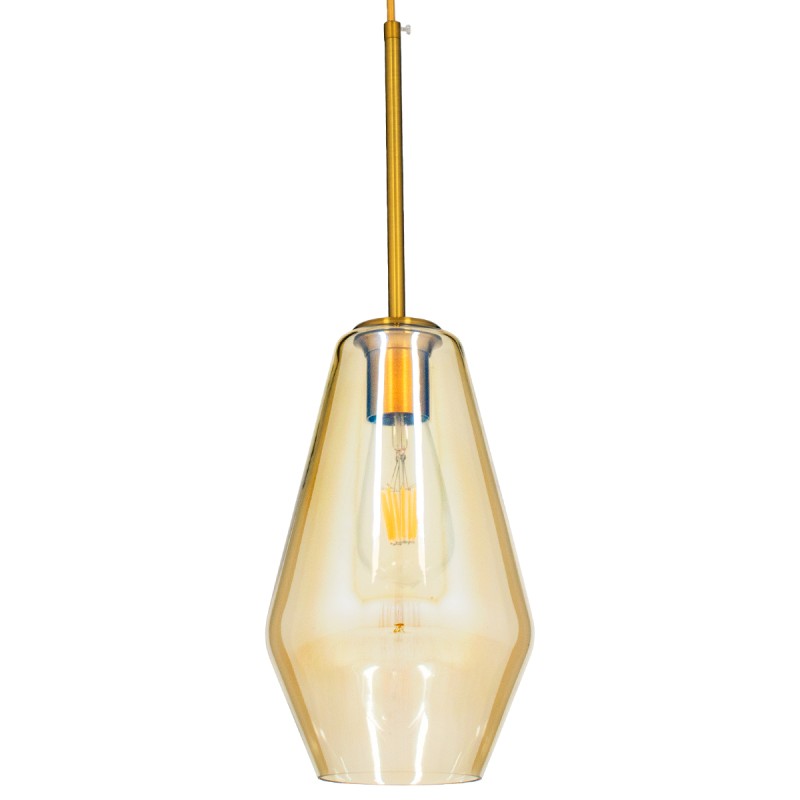 GLOBOSTAR® AMARIS 00871 Μοντέρνο Κρεμαστό Φωτιστικό Οροφής με Ντουί 1 x E27 AC 220-240V IP20 - Χρυσό Πλατίνα & Μελί - Μ17 x Π17 x Υ30cm