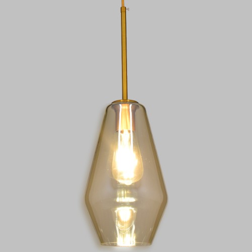 GLOBOSTAR® AMARIS 00871 Μοντέρνο Κρεμαστό Φωτιστικό Οροφής με Ντουί 1 x E27 AC 220-240V IP20 - Χρυσό & Μελί - Μ17 x Π17 x Υ30cm
