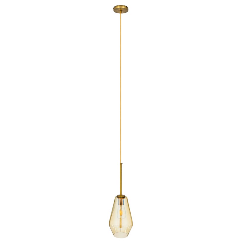 GLOBOSTAR® AMARIS 00871 Μοντέρνο Κρεμαστό Φωτιστικό Οροφής με Ντουί 1 x E27 AC 220-240V IP20 - Χρυσό Πλατίνα & Μελί - Μ17 x Π17 x Υ30cm