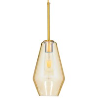 GLOBOSTAR® AMARIS 00871 Μοντέρνο Κρεμαστό Φωτιστικό Οροφής με Ντουί 1 x E27 AC 220-240V IP20 - Χρυσό Πλατίνα & Μελί - Μ17 x Π17 x Υ30cm