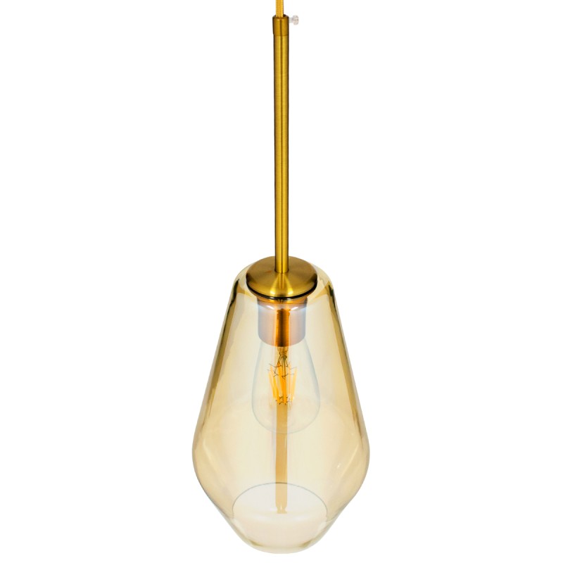 GLOBOSTAR® AMARIS 00871 Μοντέρνο Κρεμαστό Φωτιστικό Οροφής με Ντουί 1 x E27 AC 220-240V IP20 - Χρυσό Πλατίνα & Μελί - Μ17 x Π17 x Υ30cm